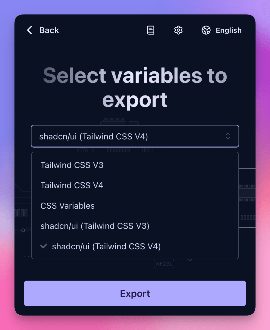 Select shadcn/ui format